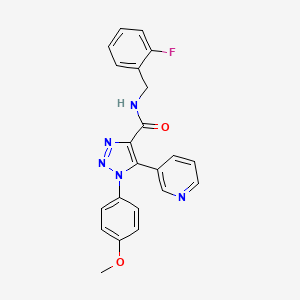 molecular formula C22H18FN5O2 B2778024 ethyl 3-[({3-[5-(piperidin-1-ylmethyl)-1,3,4-oxadiazol-2-yl]-1H-indol-1-yl}acetyl)amino]benzoate CAS No. 1207016-36-1