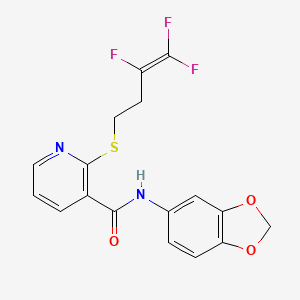 molecular formula C17H13F3N2O3S B2778025 N-(1,3-benzodioxol-5-yl)-2-[(3,4,4-trifluoro-3-butenyl)sulfanyl]nicotinamide CAS No. 339106-80-8