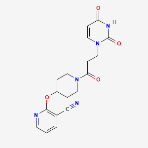 2-((1-(3-(2,4-dioxo-3,4-dihydropyrimidin-1(2H)-yl)propanoyl)piperidin-4-yl)oxy)nicotinonitrile