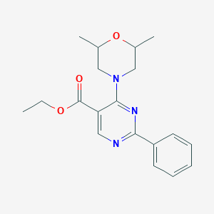 molecular formula C19H23N3O3 B2778051 Ethyl 4-(2,6-dimethylmorpholin-4-yl)-2-phenylpyrimidine-5-carboxylate CAS No. 477854-61-8