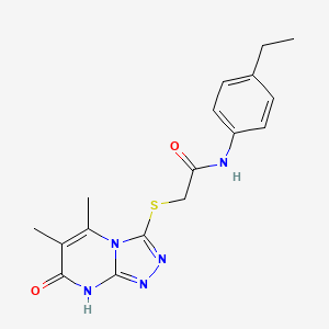 molecular formula C17H19N5O2S B2778064 2-((5,6-dimethyl-7-oxo-7,8-dihydro-[1,2,4]triazolo[4,3-a]pyrimidin-3-yl)thio)-N-(4-ethylphenyl)acetamide CAS No. 891129-76-3