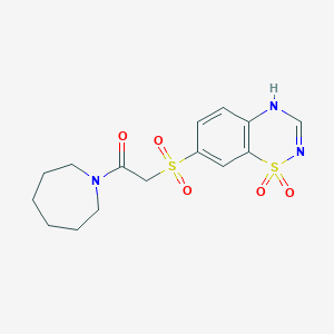 molecular formula C15H19N3O5S2 B2778073 7-[(2-azepan-1-yl-2-oxoethyl)sulfonyl]-4H-1,2,4-benzothiadiazine 1,1-dioxide CAS No. 946324-26-1