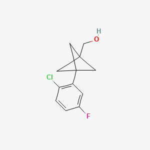 molecular formula C12H12ClFO B2778077 [3-(2-Chloro-5-fluorophenyl)-1-bicyclo[1.1.1]pentanyl]methanol CAS No. 2287289-50-1