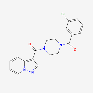 molecular formula C19H17ClN4O2 B2778103 (4-(3-Chlorobenzoyl)piperazin-1-yl)(pyrazolo[1,5-a]pyridin-3-yl)methanone CAS No. 1421584-02-2