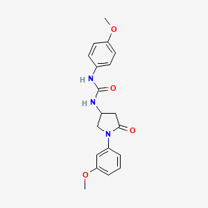 molecular formula C19H21N3O4 B2778105 1-(4-Methoxyphenyl)-3-(1-(3-methoxyphenyl)-5-oxopyrrolidin-3-yl)urea CAS No. 891097-73-7