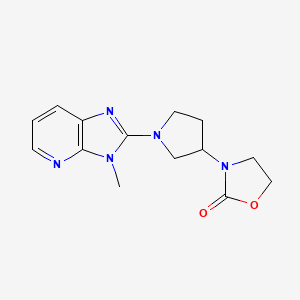 molecular formula C14H17N5O2 B2778114 3-[1-(3-Methylimidazo[4,5-b]pyridin-2-yl)pyrrolidin-3-yl]-1,3-oxazolidin-2-one CAS No. 2379983-90-9