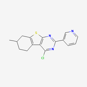molecular formula C16H14ClN3S B2778125 4-Chloro-7-methyl-2-pyridin-3-yl-5,6,7,8-tetrahydro-[1]benzothiolo[2,3-d]pyrimidine CAS No. 794582-27-7