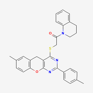 1-(3,4-dihydroquinolin-1(2H)-yl)-2-((7-methyl-2-(p-tolyl)-5H-chromeno[2,3-d]pyrimidin-4-yl)thio)ethanone