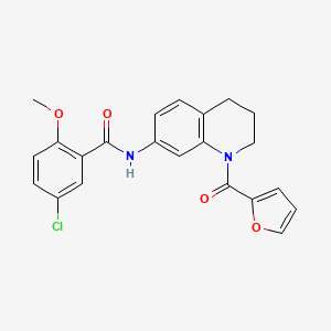molecular formula C22H19ClN2O4 B2778135 5-氯-N-[1-(呋喃-2-甲酰)-3,4-二氢喹啉-7-基]-2-甲氧基苯甲酰胺 CAS No. 1005294-13-2