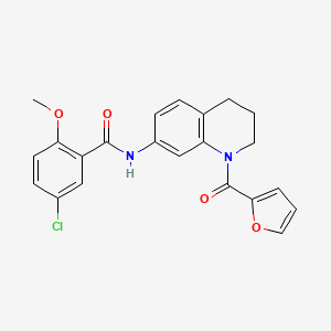 molecular formula C22H19ClN2O4 B2778135 5-chloro-N-[1-(furan-2-carbonyl)-1,2,3,4-tetrahydroquinolin-7-yl]-2-methoxybenzamide CAS No. 1005294-13-2