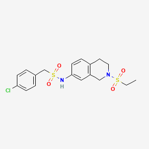 molecular formula C18H21ClN2O4S2 B2778143 1-(4-氯苯基)-N-(2-(乙基磺酰)-1,2,3,4-四氢异喹啉-7-基)甲烷磺酰胺 CAS No. 954658-65-2