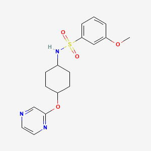 molecular formula C17H21N3O4S B2778145 3-methoxy-N-((1r,4r)-4-(pyrazin-2-yloxy)cyclohexyl)benzenesulfonamide CAS No. 2034255-35-9