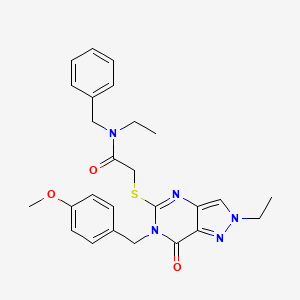 molecular formula C26H29N5O3S B2778152 N-苄基-N-乙基-2-((2-乙基-6-(4-甲氧基苄基)-7-氧代-6,7-二氢-2H-吡唑并[4,3-d]嘧啶-5-基)硫代)乙酰胺 CAS No. 932284-77-0