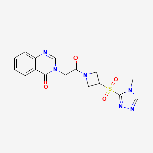 molecular formula C16H16N6O4S B2778158 3-(2-(3-((4-methyl-4H-1,2,4-triazol-3-yl)sulfonyl)azetidin-1-yl)-2-oxoethyl)quinazolin-4(3H)-one CAS No. 2034522-10-4