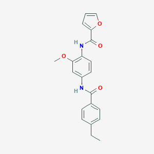 molecular formula C21H20N2O4 B277817 N-{4-[(4-ethylbenzoyl)amino]-2-methoxyphenyl}-2-furamide 