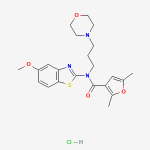 molecular formula C22H28ClN3O4S B2778171 N-(5-methoxybenzo[d]thiazol-2-yl)-2,5-dimethyl-N-(3-morpholinopropyl)furan-3-carboxamide hydrochloride CAS No. 1351610-32-6