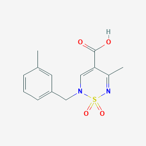 molecular formula C13H14N2O4S B2778179 5-methyl-2-(3-methylbenzyl)-2H-1,2,6-thiadiazine-4-carboxylic acid 1,1-dioxide CAS No. 1775525-86-4