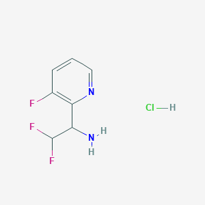molecular formula C7H8ClF3N2 B2778186 2,2-二氟-1-(3-氟吡啶-2-基)乙胺；盐酸 CAS No. 2375269-60-4