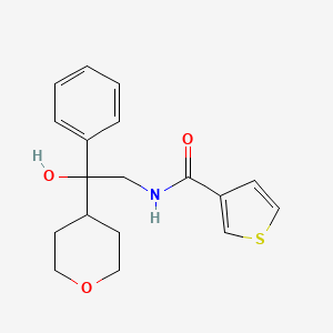 molecular formula C18H21NO3S B2778192 N-(2-hydroxy-2-phenyl-2-(tetrahydro-2H-pyran-4-yl)ethyl)thiophene-3-carboxamide CAS No. 2034257-98-0