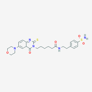 molecular formula C26H33N5O5S2 B2778204 6-[6-(morpholin-4-yl)-4-oxo-2-sulfanylidene-1,2,3,4-tetrahydroquinazolin-3-yl]-N-[2-(4-sulfamoylphenyl)ethyl]hexanamide CAS No. 689769-71-9