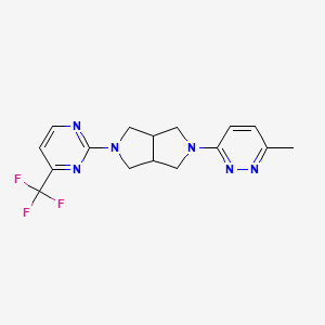 molecular formula C16H17F3N6 B2778205 2-(6-Methylpyridazin-3-yl)-5-[4-(trifluoromethyl)pyrimidin-2-yl]-1,3,3a,4,6,6a-hexahydropyrrolo[3,4-c]pyrrole CAS No. 2415516-36-6