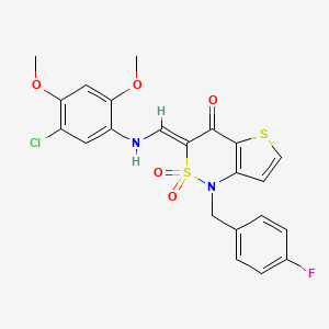 (3Z)-3-{[(5-chloro-2,4-dimethoxyphenyl)amino]methylene}-1-(4-fluorobenzyl)-1H-thieno[3,2-c][1,2]thiazin-4(3H)-one 2,2-dioxide