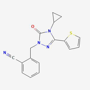 2-((4-cyclopropyl-5-oxo-3-(thiophen-2-yl)-4,5-dihydro-1H-1,2,4-triazol-1-yl)methyl)benzonitrile