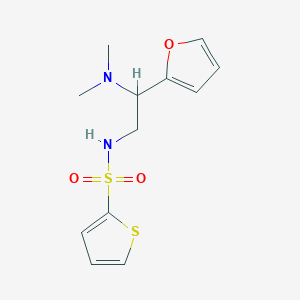 molecular formula C12H16N2O3S2 B2778214 N-(2-(dimethylamino)-2-(furan-2-yl)ethyl)thiophene-2-sulfonamide CAS No. 920425-68-9