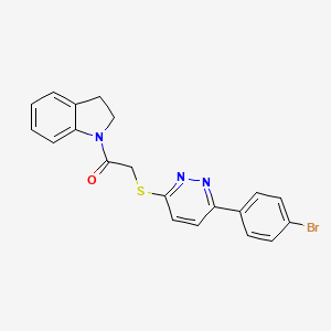 molecular formula C20H16BrN3OS B2778224 2-((6-(4-Bromophenyl)pyridazin-3-yl)thio)-1-(indolin-1-yl)ethanone CAS No. 920435-55-8