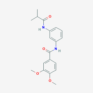 molecular formula C19H22N2O4 B277823 3,4-dimethoxy-N-{3-[(2-methylpropanoyl)amino]phenyl}benzamide 