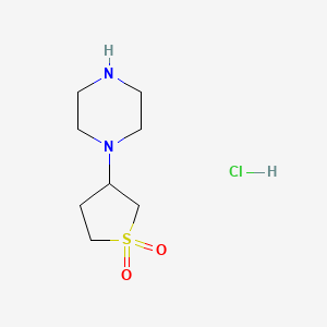 molecular formula C8H17ClN2O2S B2778236 3-(Piperazin-1-Yl)Tetrahydrothiophene 1,1-Dioxide Hydrochloride CAS No. 1644381-18-9