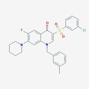 molecular formula C28H26ClFN2O3S B2778241 3-((3-chlorophenyl)sulfonyl)-6-fluoro-1-(3-methylbenzyl)-7-(piperidin-1-yl)quinolin-4(1H)-one CAS No. 892760-03-1