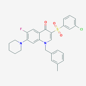 3-((3-chlorophenyl)sulfonyl)-6-fluoro-1-(3-methylbenzyl)-7-(piperidin-1-yl)quinolin-4(1H)-one