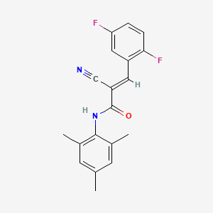 molecular formula C19H16F2N2O B2778250 (E)-2-氰基-3-(2,5-二氟苯基)-N-(2,4,6-三甲基苯基)丙-2-烯酰胺 CAS No. 1181479-06-0