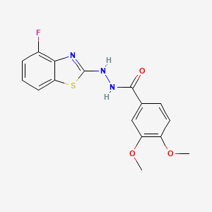 molecular formula C16H14FN3O3S B2778254 N'-(4-氟-1,3-苯并噻唑-2-基)-3,4-二甲氧基苯甲酰肼 CAS No. 851978-80-8