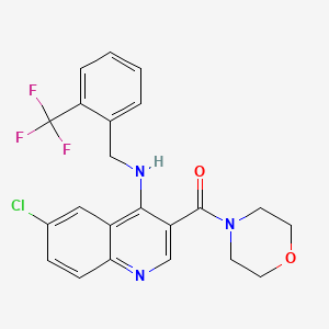 molecular formula C22H19ClF3N3O2 B2778263 (6-Chloro-4-{[2-(trifluoromethyl)benzyl]amino}quinolin-3-yl)(morpholin-4-yl)methanone CAS No. 1326936-25-7