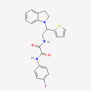 molecular formula C22H20FN3O2S B2778264 N1-(4-fluorophenyl)-N2-(2-(indolin-1-yl)-2-(thiophen-2-yl)ethyl)oxalamide CAS No. 898452-37-4
