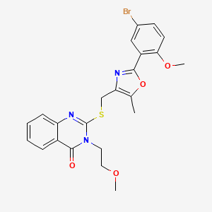 molecular formula C23H22BrN3O4S B2778267 2-(((2-(5-bromo-2-methoxyphenyl)-5-methyloxazol-4-yl)methyl)thio)-3-(2-methoxyethyl)quinazolin-4(3H)-one CAS No. 1114878-26-0