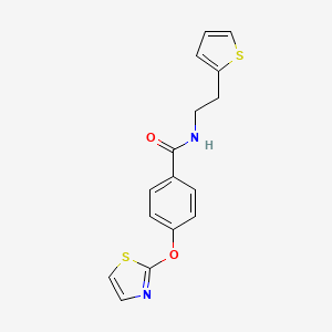 4-(thiazol-2-yloxy)-N-(2-(thiophen-2-yl)ethyl)benzamide