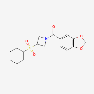 molecular formula C17H21NO5S B2778297 Benzo[d][1,3]dioxol-5-yl(3-(cyclohexylsulfonyl)azetidin-1-yl)methanone CAS No. 1797874-39-5