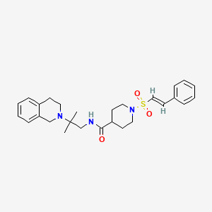 molecular formula C27H35N3O3S B2778299 N-(2-(3,4-二氢-1H-异喹啉-2-基)-2-甲基丙基)-1-[(E)-2-苯乙烯基]磺酰哌啶-4-羧酰胺 CAS No. 1198063-83-0