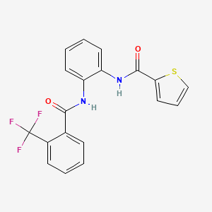 molecular formula C19H13F3N2O2S B2778302 N-(2-(2-(三氟甲基)苯甲酰胺基)苯基)噻吩-2-羧酰胺 CAS No. 1206992-47-3