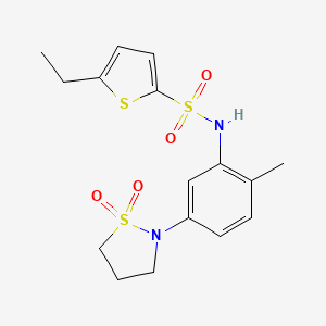 molecular formula C16H20N2O4S3 B2778310 N-(5-(1,1-dioxidoisothiazolidin-2-yl)-2-methylphenyl)-5-ethylthiophene-2-sulfonamide CAS No. 941985-88-2