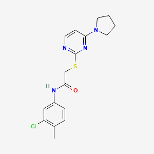 molecular formula C17H19ClN4OS B2778311 N-(3-chloro-4-methylphenyl)-2-{[4-(pyrrolidin-1-yl)pyrimidin-2-yl]sulfanyl}acetamide CAS No. 1251583-85-3