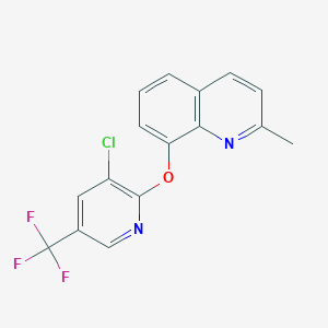 molecular formula C16H10ClF3N2O B2778315 3-Chloro-2-(2-methyl(8-quinolyloxy))-5-(trifluoromethyl)pyridine CAS No. 1024367-69-8