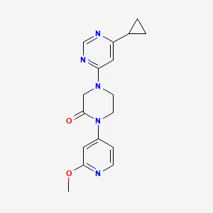 molecular formula C17H19N5O2 B2778319 4-(6-Cyclopropylpyrimidin-4-yl)-1-(2-methoxypyridin-4-yl)piperazin-2-one CAS No. 2380140-89-4