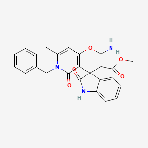 molecular formula C25H21N3O5 B2778321 甲基2'-氨基-6'-苄基-7'-甲基-2,5'-二氧代-5',6'-二氢螺[吲哚啉-3,4'-吡喃[3,2-c]吡啶]-3'-羧酸酯 CAS No. 886163-22-0