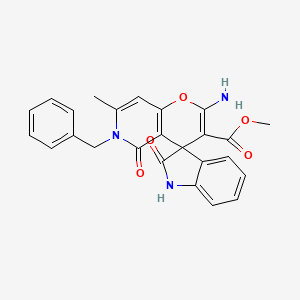 molecular formula C25H21N3O5 B2778321 methyl 2'-amino-6'-benzyl-7'-methyl-2,5'-dioxo-1,2,5',6'-tetrahydrospiro[indole-3,4'-pyrano[3,2-c]pyridine]-3'-carboxylate CAS No. 886163-22-0