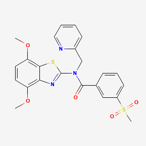 molecular formula C23H21N3O5S2 B2778323 N-(4,7-dimethoxybenzo[d]thiazol-2-yl)-3-(methylsulfonyl)-N-(pyridin-2-ylmethyl)benzamide CAS No. 886946-67-4
