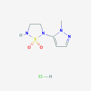 molecular formula C6H11ClN4O2S B2778332 2-(2-Methylpyrazol-3-yl)-1,2,5-thiadiazolidine 1,1-dioxide;hydrochloride CAS No. 2287281-42-7